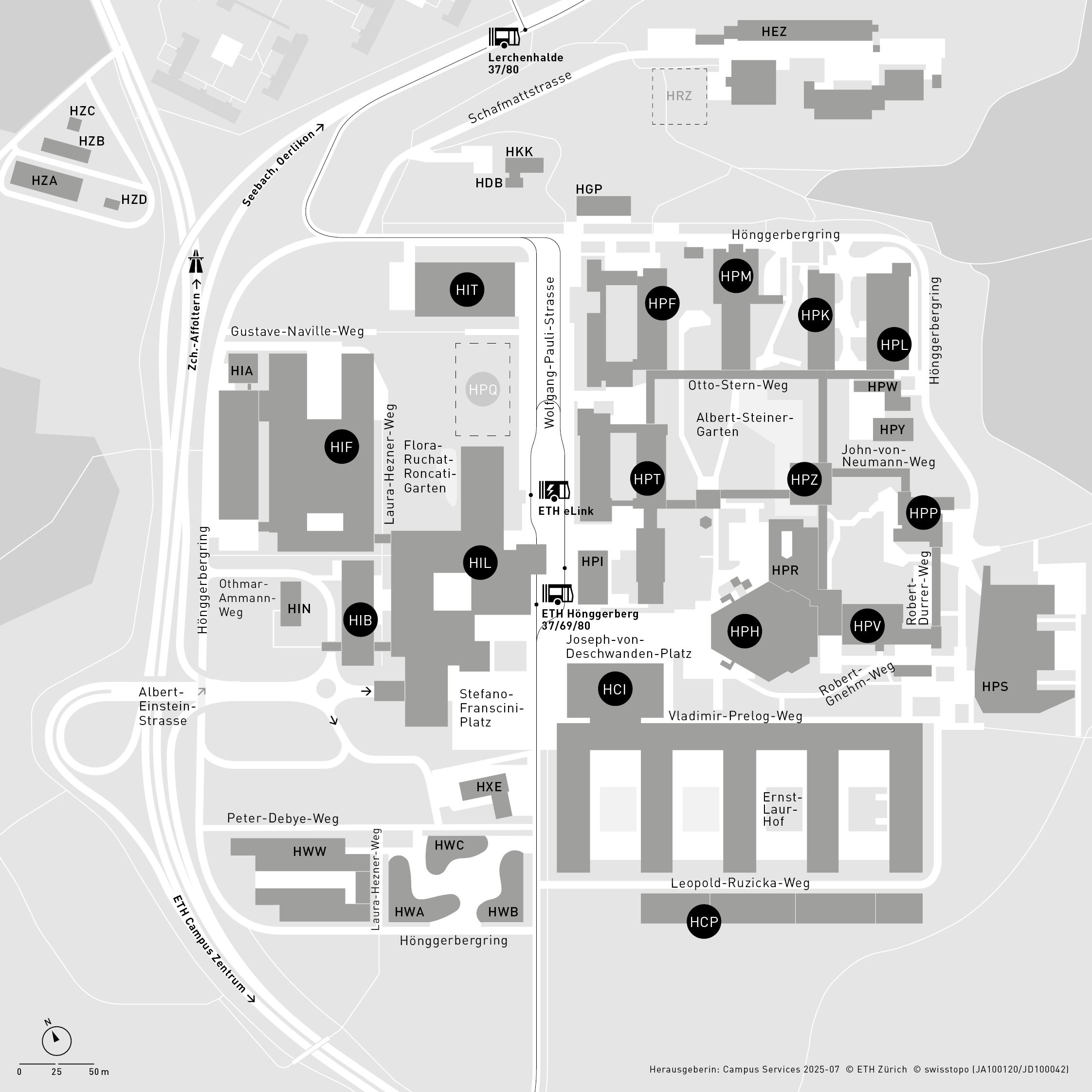 Vergrösserte Ansicht: Standortplan Campus Hönggerberg