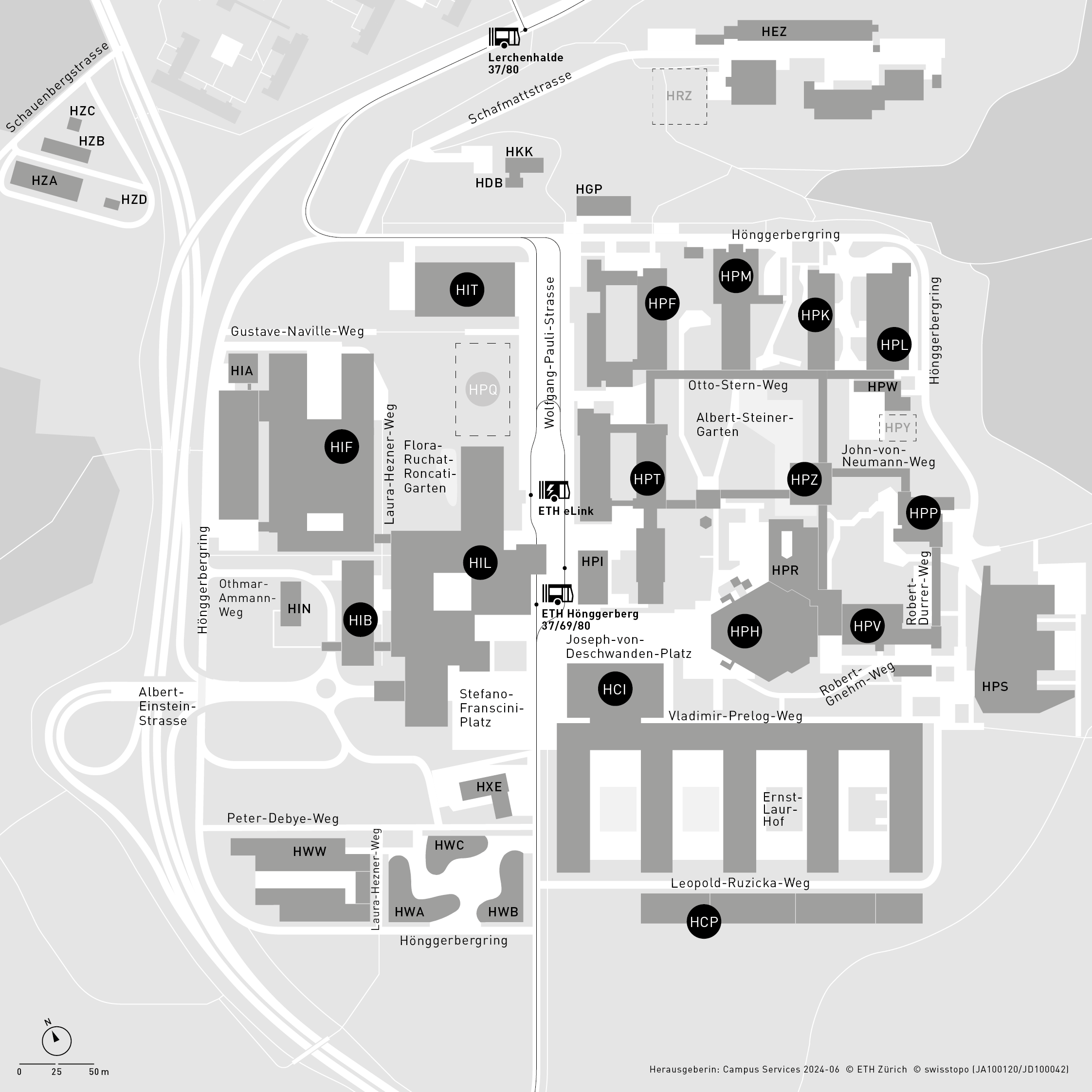 Enlarged view: Area plan Hönggerberg campus