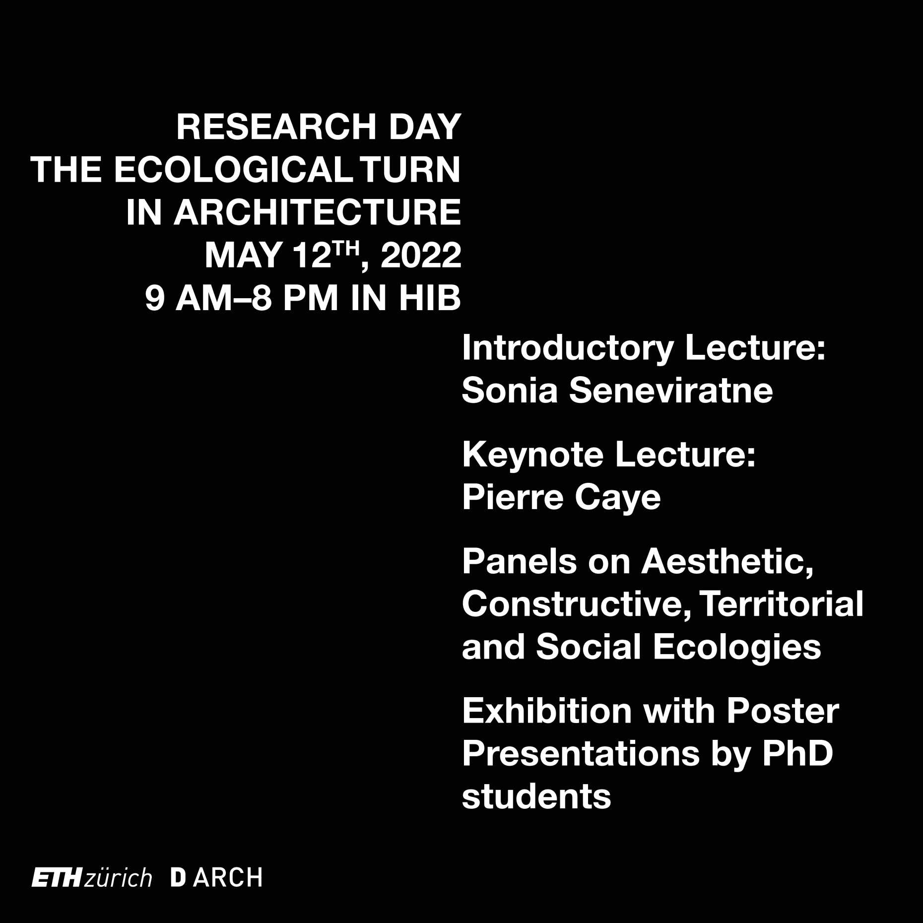 D Arch Research Day Ecological Turn In Architecture Department Of Architecture Eth Zurich