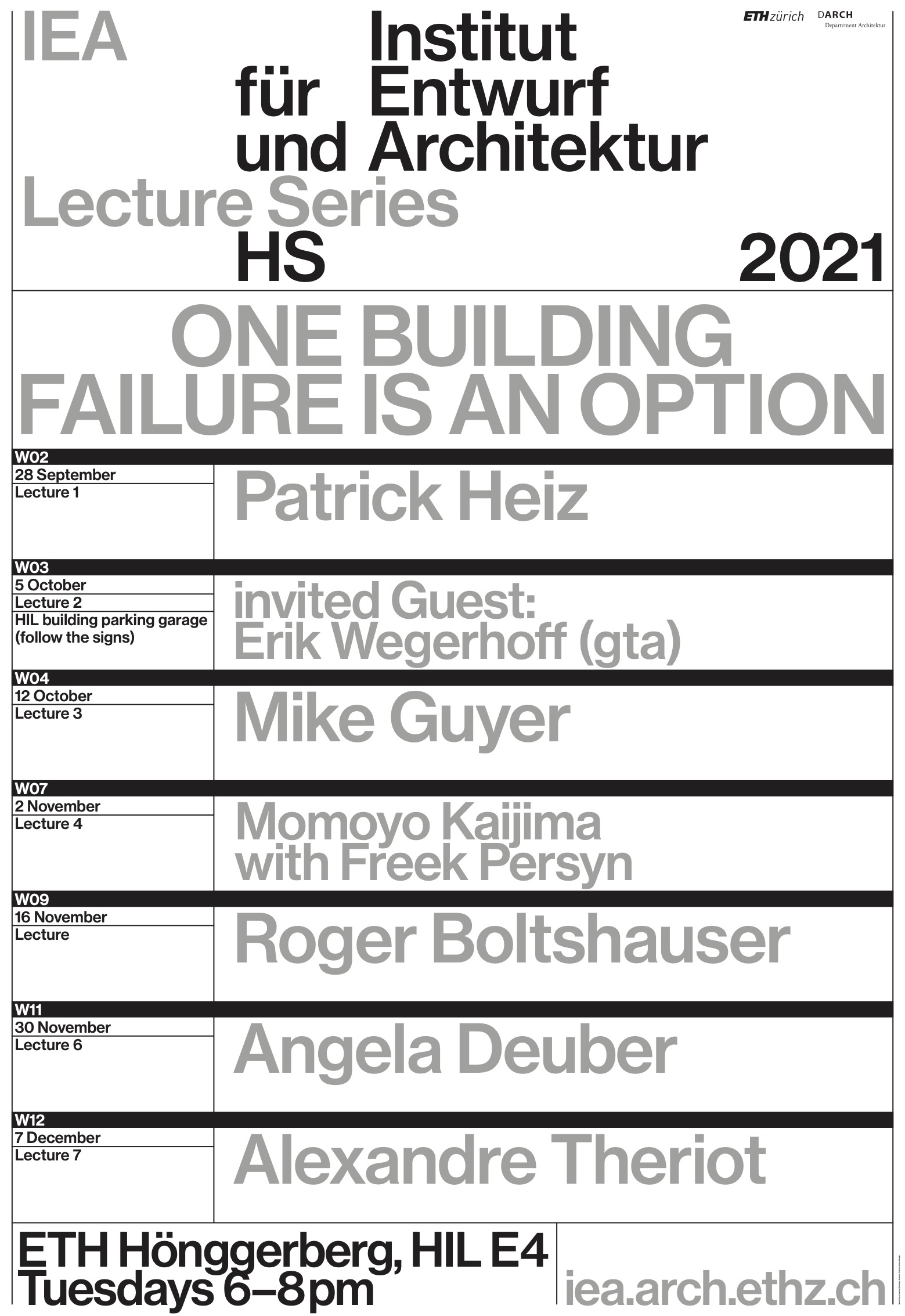 ONE BUILDING FAILURE IS AN OPTION – IEA Lecture, HS 2021