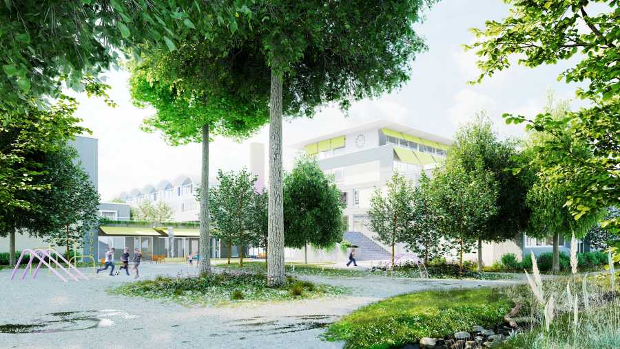 Vergrösserte Ansicht: LERNLANDSCHAFT, transformation and extension of a school and sport campus, Therwil, 2024