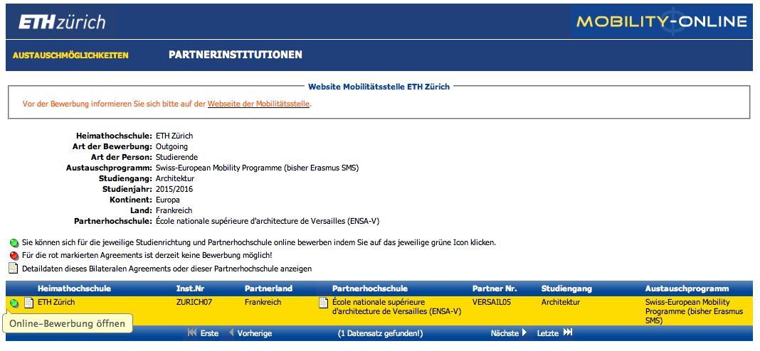 Vergrösserte Ansicht: Online-Bewerbung öffnen